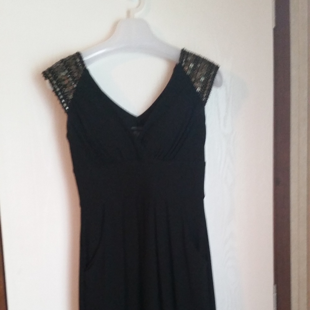 Party ready! Sequin shoulder v-neck dress